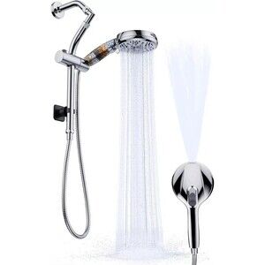 Veken Handheld Shower Head with Filter 1.8 GPM Silver High Pressure 9-Mode